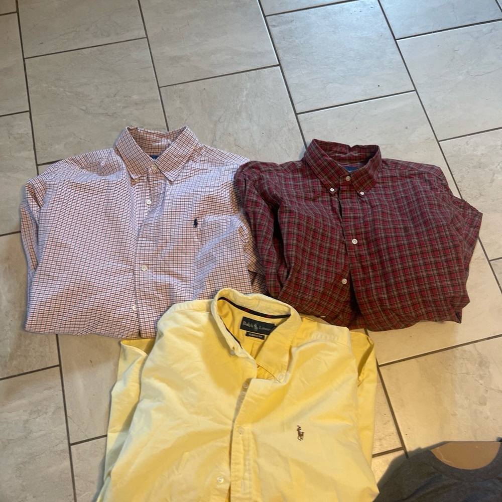 Ralph Lauren Classic Fit Large Men’s Button Down Shirt Lot Of 3 Long Sleeve Vtg
